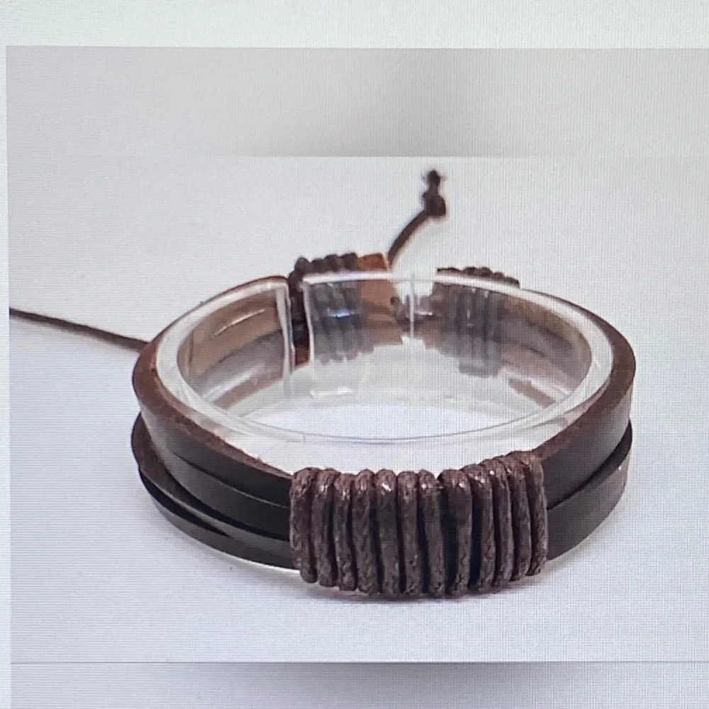 Brown Men's Layered Leather Cord Bracelet